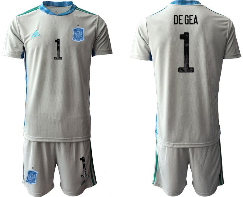 Men 2021 World Cup National Spain gray goalkeeper #1 Soccer Jerseys->spain jersey->Soccer Country Jersey